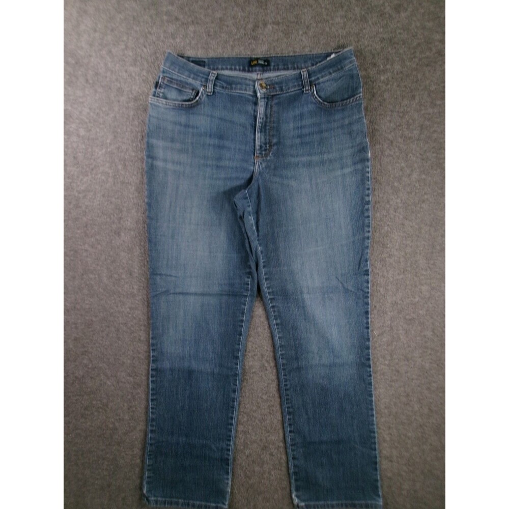 Lee Jeans Women 14 Blue Straight Leg Relaxed Fit Dark Wash Capsule Causal